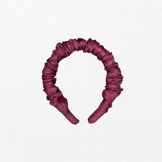 Silk Wine Ruched Headband